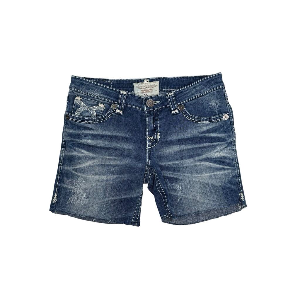 Big Star “Liv” Jean Shorts Size 29 Embroidered Pockets Cutoff Micro Jean Shorts